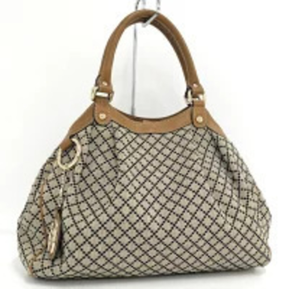 Gucci Diamante handbag canvas leather Beige Cream